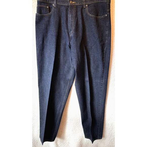L.L.Bean Jeans Women 18 Medium Tall Denim Dark Wash High Rise Straight - Picture 2 of 13